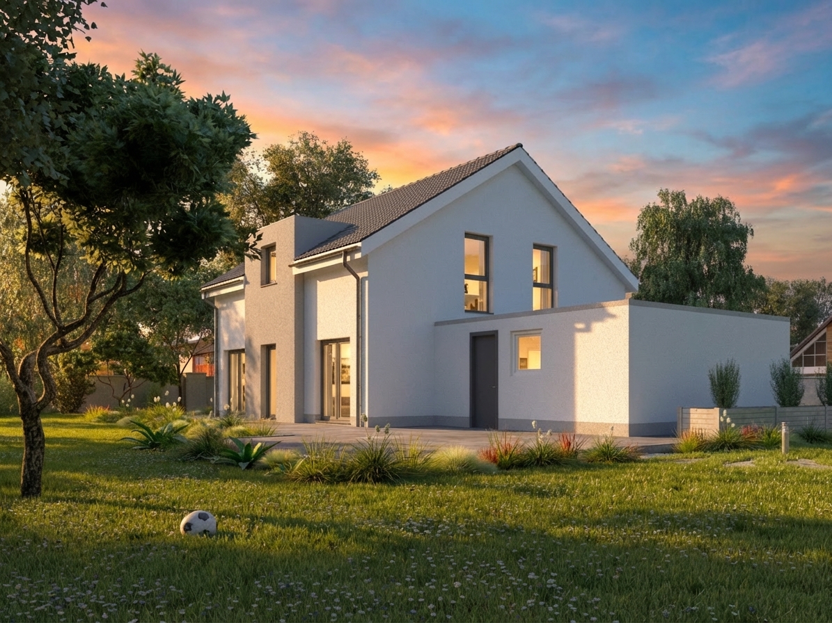 Neubau Einfamilienhaus – Gartenansicht